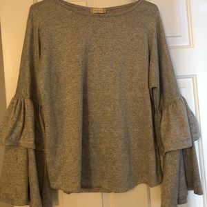 Altar’d State Grey Bell Sleeve Top